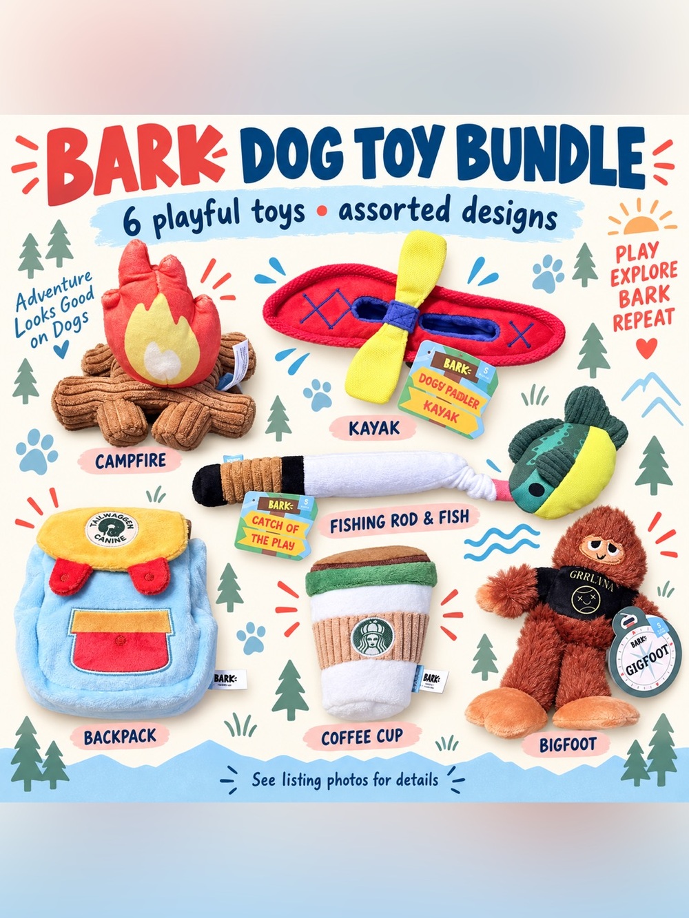 BARK Dog Toy Bundle – 6 New With Tags